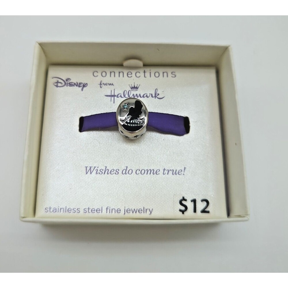 Hallmark Connections Stainless Steel Cinderella Silhouette Bead Blue Crystal NEW